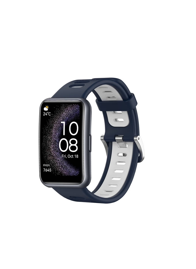 Generic - Huawei Watch Fit Special Edition Two-Color Silicone Watch Band( blue white) - Image 1