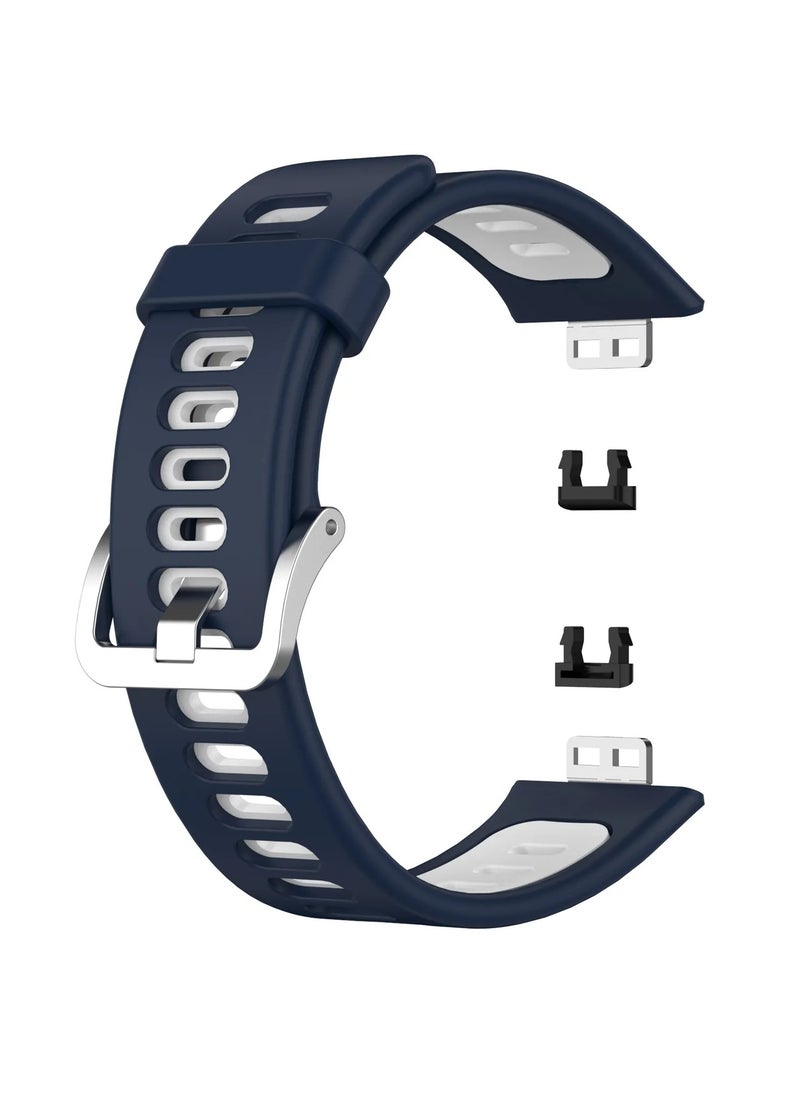 Generic - Huawei Watch Fit Special Edition Two-Color Silicone Watch Band( blue white) - Image 1