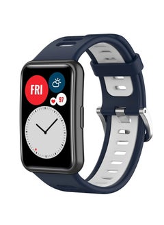 Generic Huawei Watch Fit Special Edition Two-Color Silicone Watch Band( blue white)  - Image 4