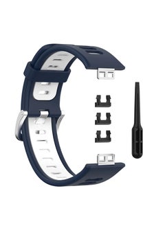 Generic Huawei Watch Fit Special Edition Two-Color Silicone Watch Band( blue white)  - Image 3