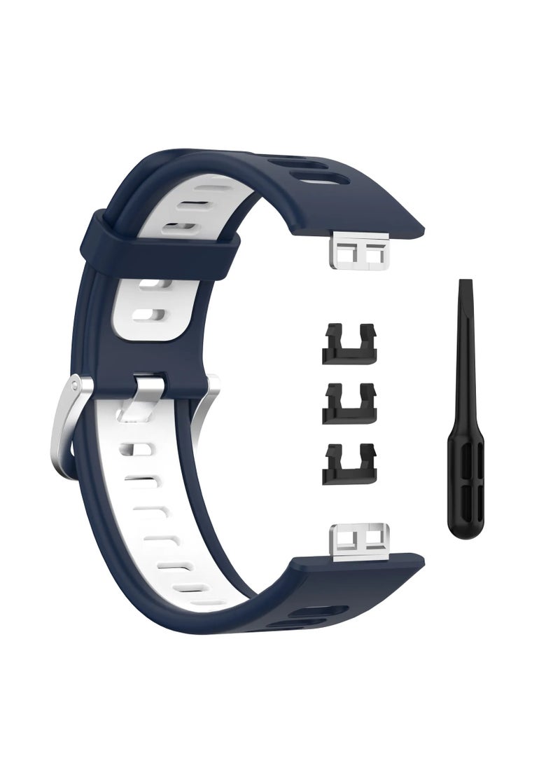 Generic - Huawei Watch Fit Special Edition Two-Color Silicone Watch Band( blue white) - Image 1