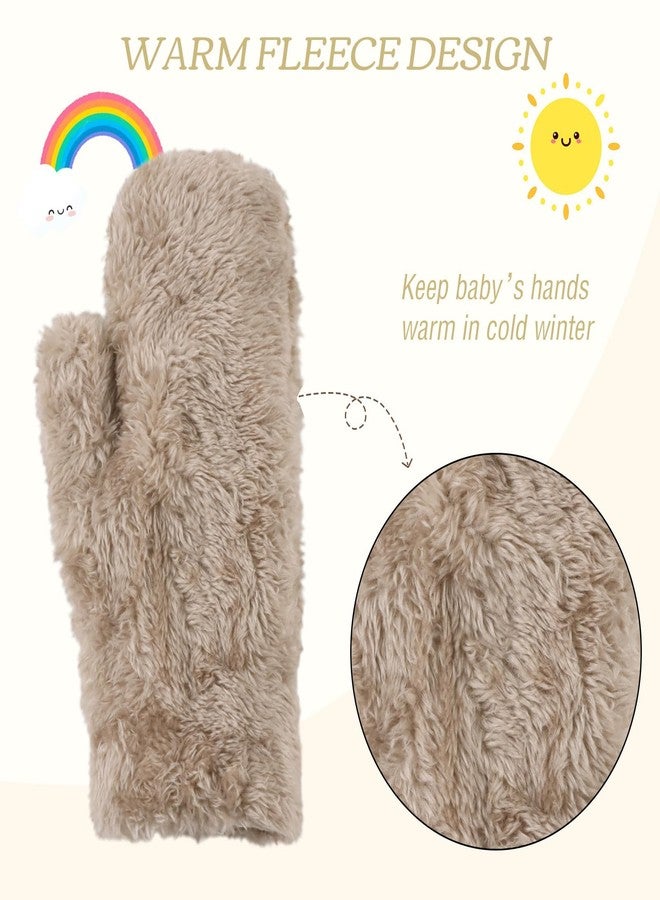 PESAAT Baby Girl Mittens Fleece Toddler Boy Mittens Warm Kids Winter Gloves Unisex Cold Weather Baby Gloves (Khaki, S) - Image 3
