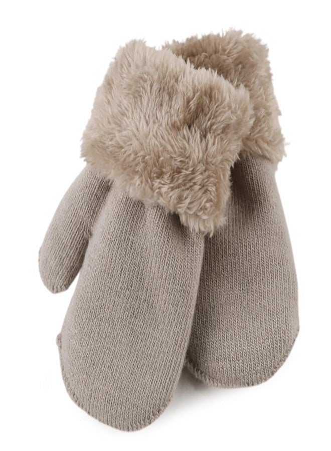 PESAAT Baby Girl Mittens Fleece Toddler Boy Mittens Warm Kids Winter Gloves Unisex Cold Weather Baby Gloves (Khaki, S) - Image 1
