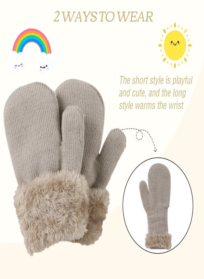 PESAAT Baby Girl Mittens Fleece Toddler Boy Mittens Warm Kids Winter Gloves Unisex Cold Weather Baby Gloves (Khaki, S) - Image 2