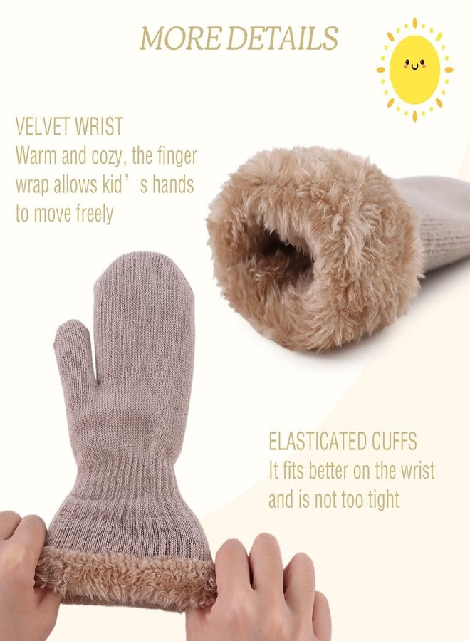 PESAAT Baby Girl Mittens Fleece Toddler Boy Mittens Warm Kids Winter Gloves Unisex Cold Weather Baby Gloves (Khaki, S) - Image 4