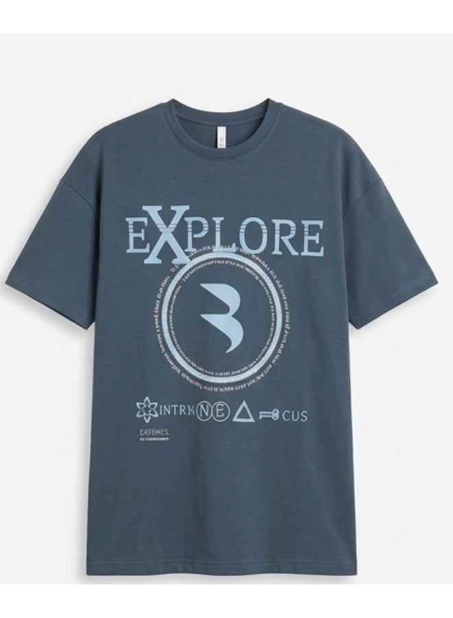 Men's blue-gray T-shirt - Image 3