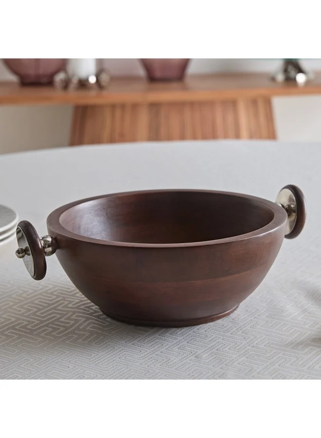 Home Box Obje Wooden Bowl with Wheel Handle 33 x 11.5 x 25.5 cm