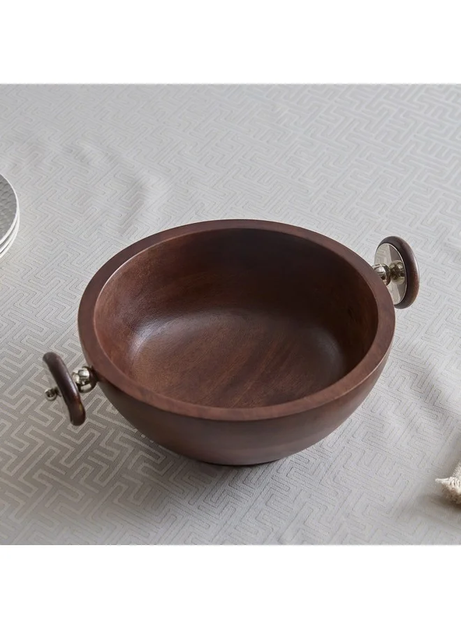 Home Box Obje Wooden Bowl with Wheel Handle 33 x 11.5 x 25.5 cm