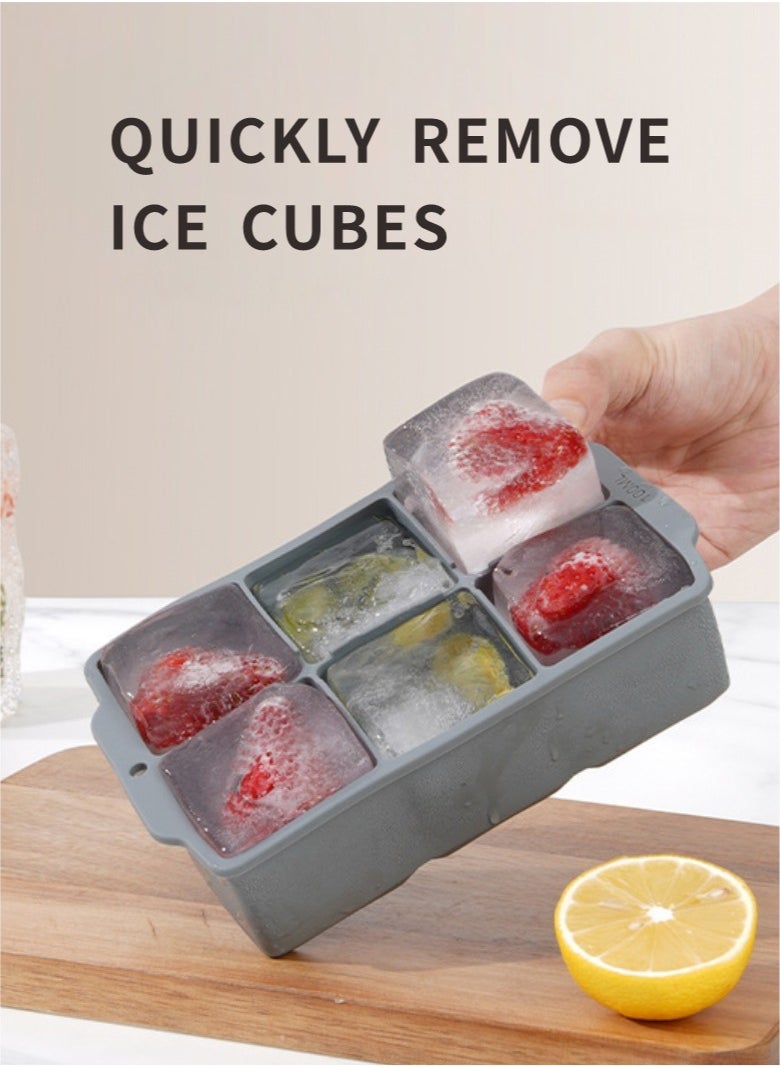 HieerBus - Large Ice Cube Tray with Lid, Stackable Big Silicone Square Ice Cube Mold for Frozen Treats, Easy Release BPA Free - Image 1