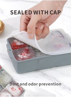 HieerBus Large Ice Cube Tray with Lid, Stackable Big Silicone Square Ice Cube Mold for Frozen Treats, Easy Release BPA Free  - Image 4
