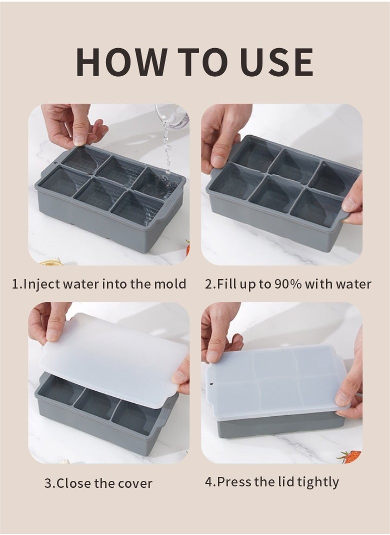 HieerBus - Large Ice Cube Tray with Lid, Stackable Big Silicone Square Ice Cube Mold for Frozen Treats, Easy Release BPA Free - Image 1