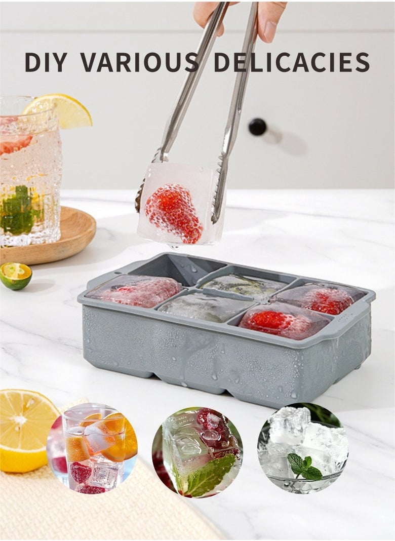 HieerBus - Large Ice Cube Tray with Lid, Stackable Big Silicone Square Ice Cube Mold for Frozen Treats, Easy Release BPA Free - Image 1