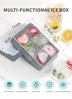 HieerBus Large Ice Cube Tray with Lid, Stackable Big Silicone Square Ice Cube Mold for Frozen Treats, Easy Release BPA Free  - Image 2