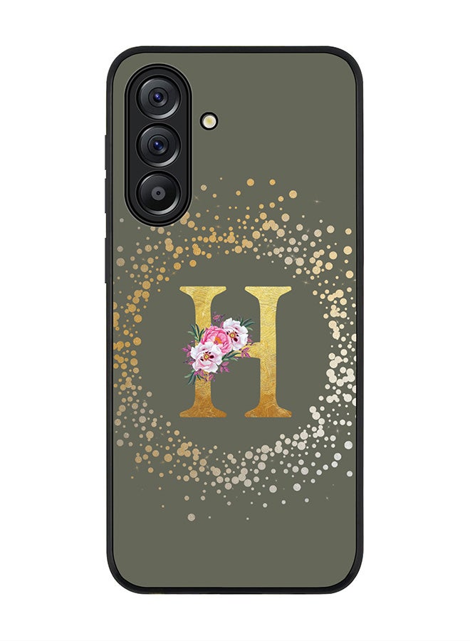 Stylizedd For Samsung Galaxy A56 5G Case,Slim fit Camera Protection, Shockproof Thin Phone cover  - Custom Monogram Floral - H  (Olive Green ) - Image 1