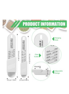 Excefore Adjustable Measuring Spoon Set, 6 Pcs Baking Cooking Measuring Spoon Set, Chef Measuring Spoon, Metering Spoon for Kitchen Dry Liquid Ingredients Powder, 2 Sizes (White)  - Image 2