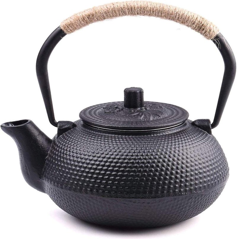Dratal Dratal Cast Iron Teapot 32oz Tea Kettle Stovetop Safe with Infuser for Tea Coffee Japanese Pattern Tea Pot Coated with Enameled InteriorStainless Steel Infuser for Loose Tea 950ml DT02  - Image 1