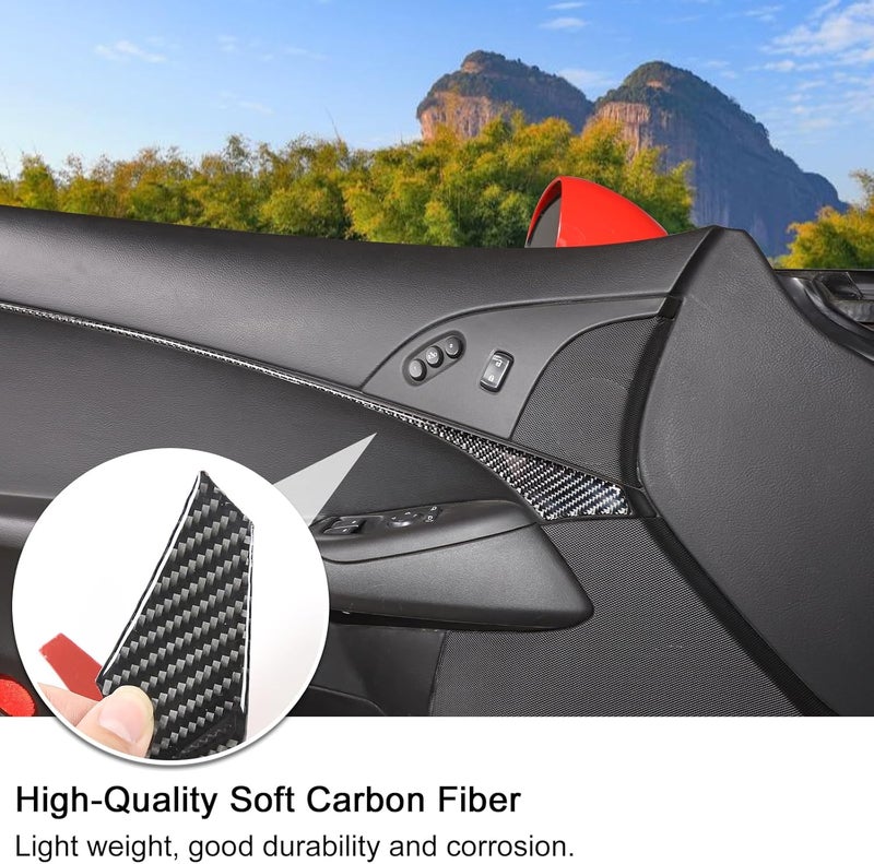 PIUGILH Real Carbon Fiber Door Panel Cover Trim for Corvette C6 Z06 ZR1 (2005-2013) - 3PCS - Image 2