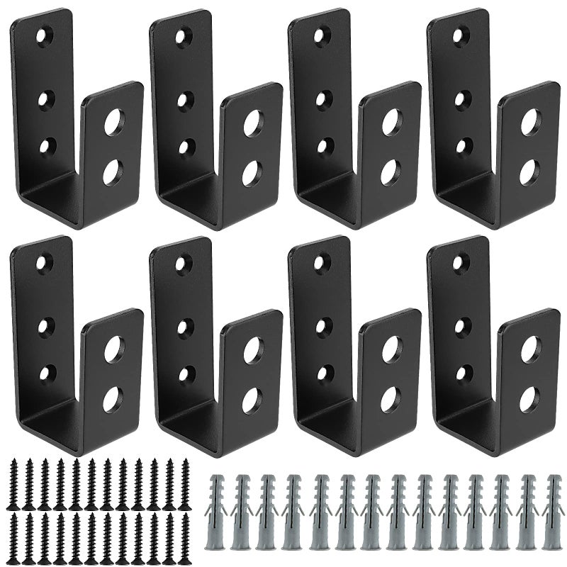 Muklei 8 Pack Door Barricade Brackets Open Bar Holder U Bracket With Screws And Anchors Heavy Duty Security Holder Bracket Stopper Tool Hanger For Barn Shed Garage Doors Fits 2X4 Boards - Image 1