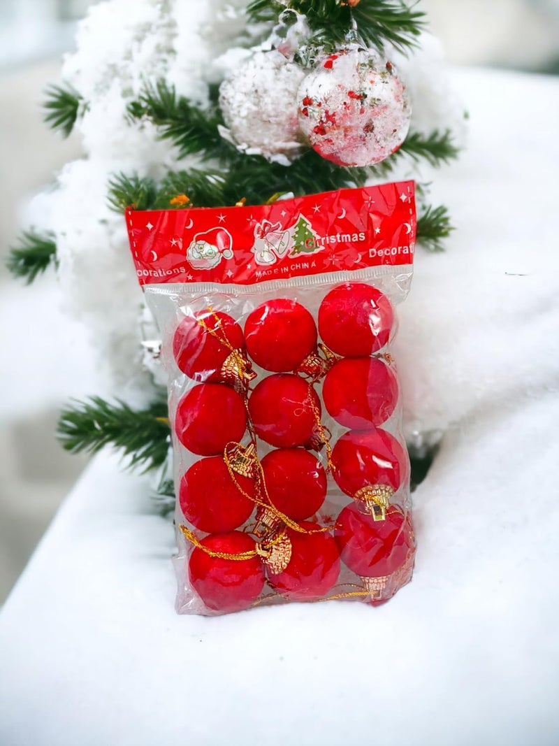 Evisha 6 Drum 6 Santa 12 Velvet Balls Red Theme Christmas Tree Hanging Ornaments and 4 Ft Artificial Christmas Tree for Christmas Party Decoration - Image 4