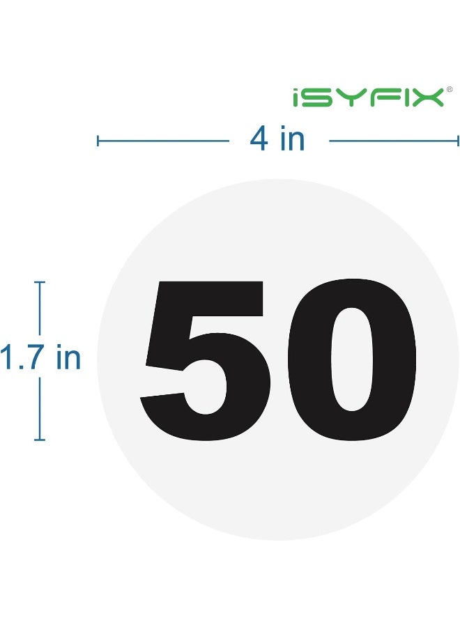 iSYFIX White Consecutive Number Stickers – 1 to 50, 4-inch, 1 set – Vinyl Self Adhesive Premium Decal, Ideal for Inventory, Storage, Organizing, Boxes, Bins, Toolbox, Lockers & More, Indoor/Outdoor - Image 2