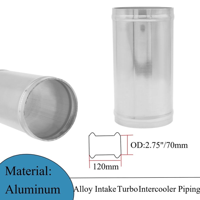 YSIL Intercooler Pipe Air Intake Tube OD 27570mm Length 472120mm Straight Aluminum Universal Hose Joiner Pipe Connector with 2 Clamps - Image 4