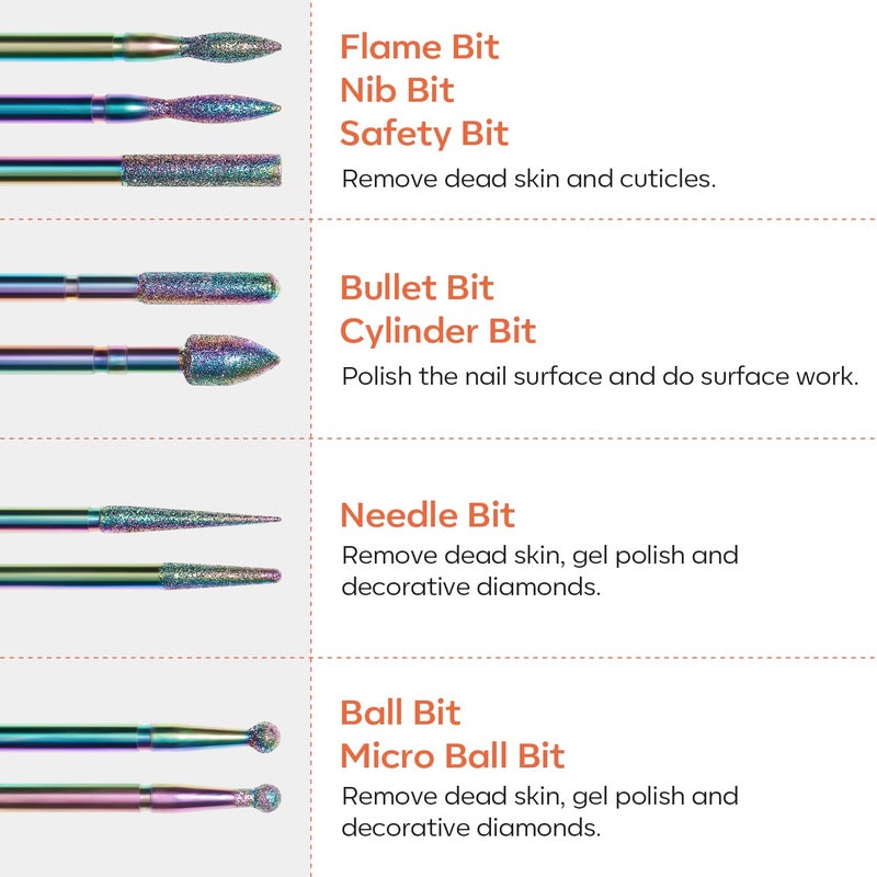 Modelones 24 Pcs Nail Drill Bit Set, 3/32â€ Ceramic Diamond Carbide Nail Drill Bits, Acrylic Gel Nail Bit Kit, Cuticle Remover Bits for Acrylic Gel Dip Powder Nail Manicure Pedicure - Image 4