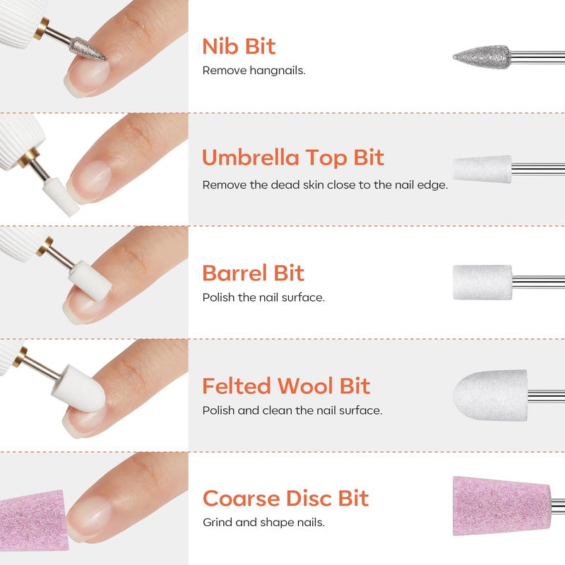 Modelones 24 Pcs Nail Drill Bit Set, 3/32â€ Ceramic Diamond Carbide Nail Drill Bits, Acrylic Gel Nail Bit Kit, Cuticle Remover Bits for Acrylic Gel Dip Powder Nail Manicure Pedicure - Image 5
