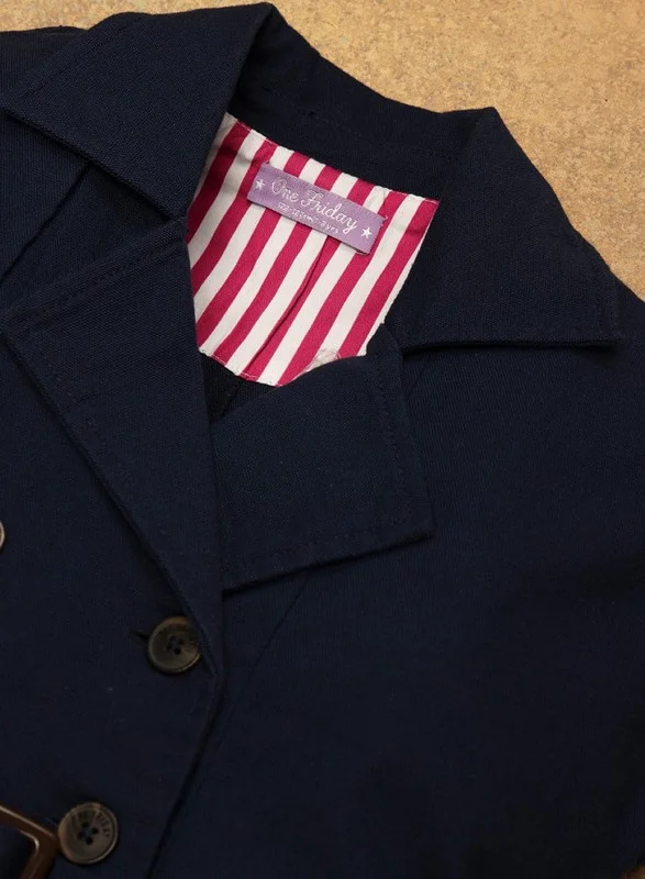 One Friday One Friday Kids Girls Navy Blue Solid Jacket
