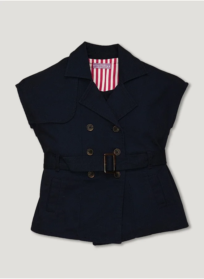 One Friday One Friday Kids Girls Navy Blue Solid Jacket