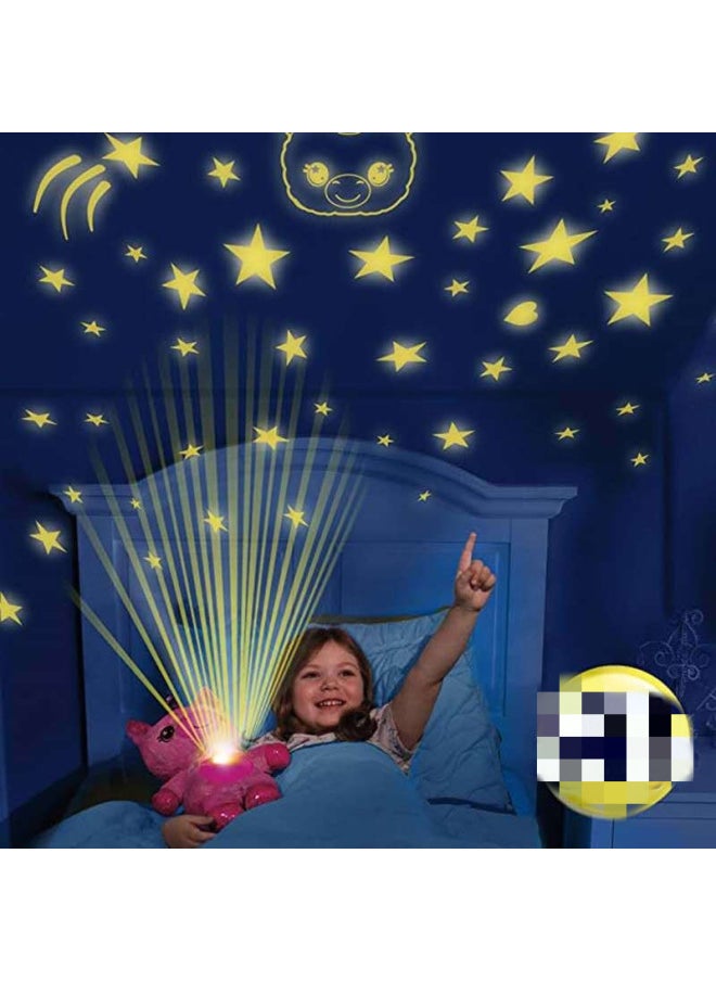 Star Light Source Manufacturers Children's Animal Star Projection Lamp Sleeping Lamp Plush Toys-Color:White Unicorn-Specifications:opp Pack