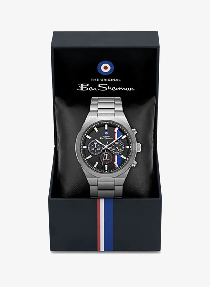 Ben Sherman Black Canterbury Black Dial Stainless Steel Bracelet Chronograph Watch for Men, 44mm for Men | Best Price UAE