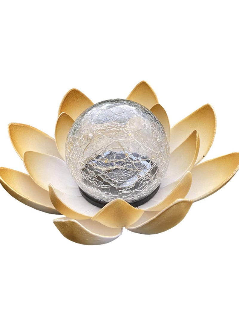 GGOOT Solar LED Lotus Flower Outdoor Solar Powered Ball Garden Lotus Flower LED Light Lantern Fence Path Patio Lawn Landscape Table Lamp Decor  - Image 1