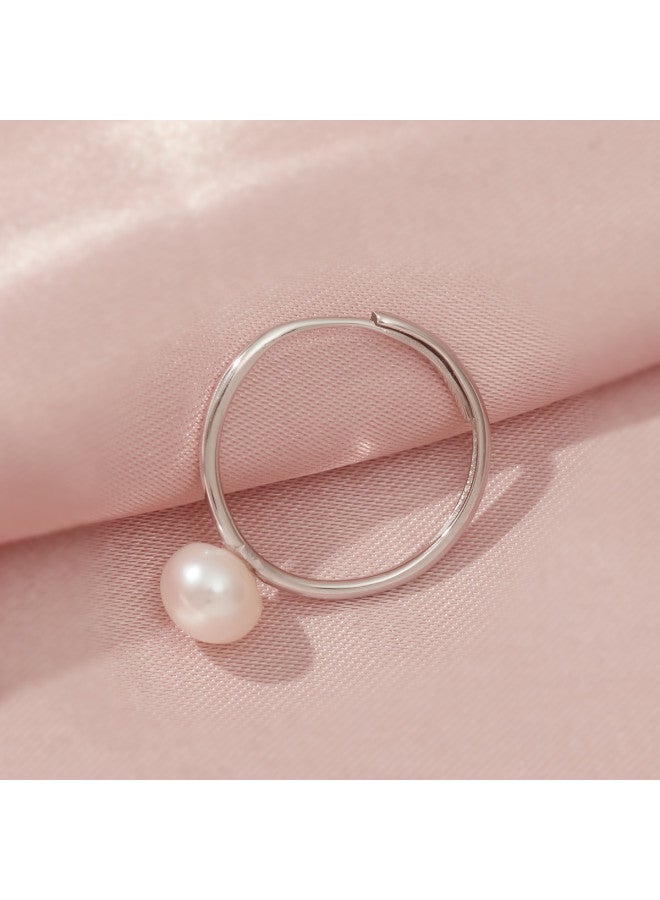 pincai Sterling Silver 925】freshwater Pearl Ring For Women Minimalist Style Adjustable Ring - Image 3