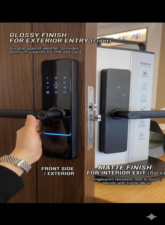 قفل Decsy الذكي | قفل ذكي | قفل رقمي للباب الرئيسي 4 في 1 | 4 أوضاع دخول | بصمة الإصبع، RFID، رمز PIN، مفتاح | للمنازل والمكاتب | أسود مطفي | ضمان سنتين - Image 3
