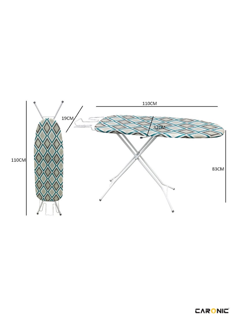 CARONIC - Ironing Board with Heat Resistant Cover Large Adjustable Height Folding Ironing Board Thick Felt Cushion - Image 1