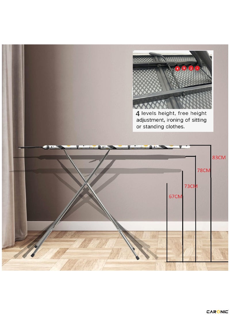 CARONIC - Ironing Board with Heat Resistant Cover Large Adjustable Height Folding Ironing Board Thick Felt Cushion - Image 1