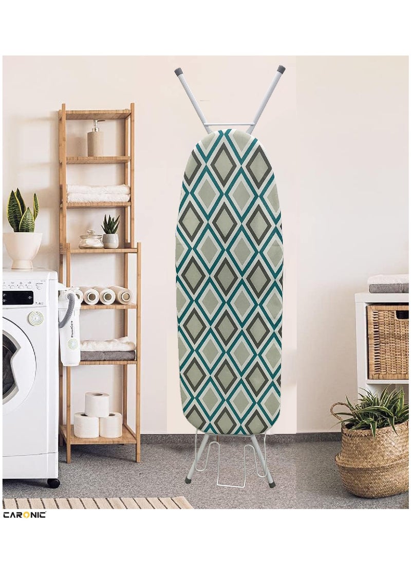 CARONIC - Ironing Board with Heat Resistant Cover Large Adjustable Height Folding Ironing Board Thick Felt Cushion - Image 1