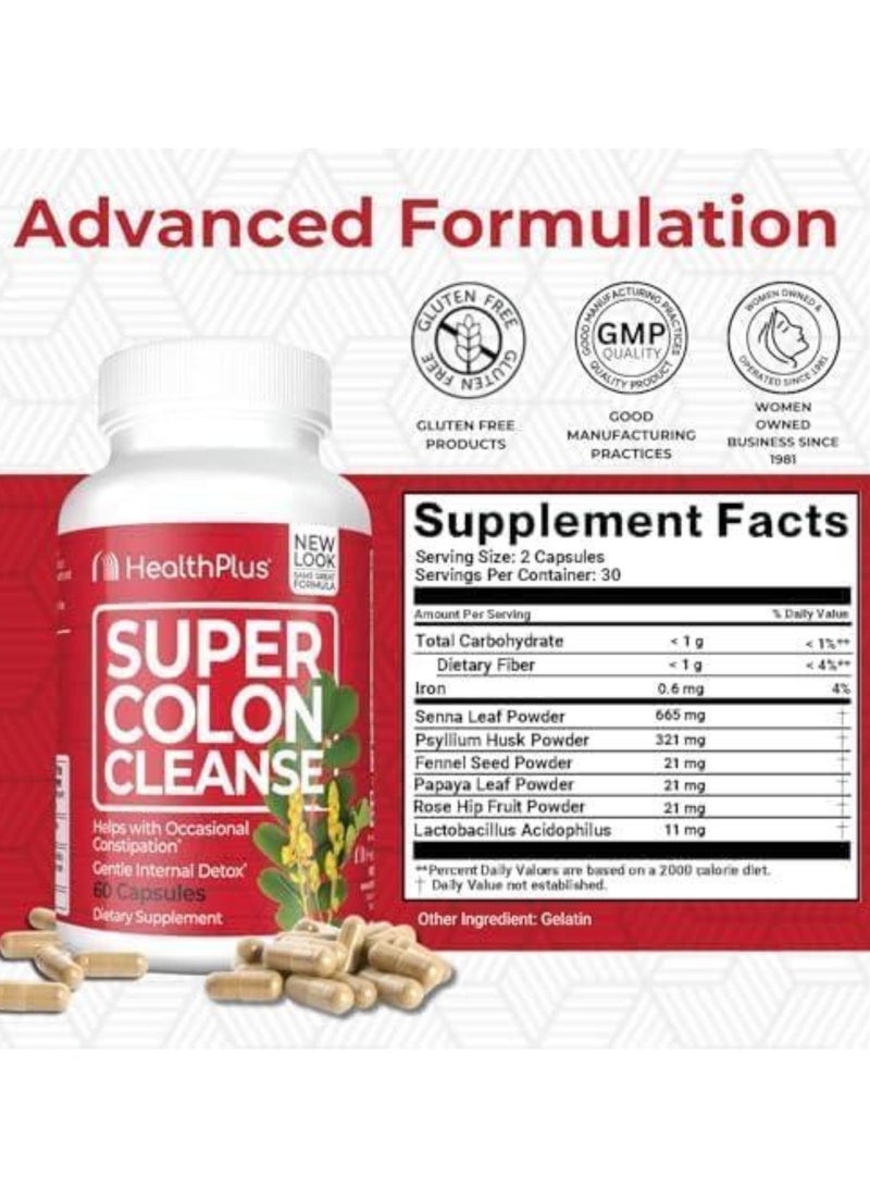 Health Plus Super Colon Cleanse, 60 Capsules  - Image 2