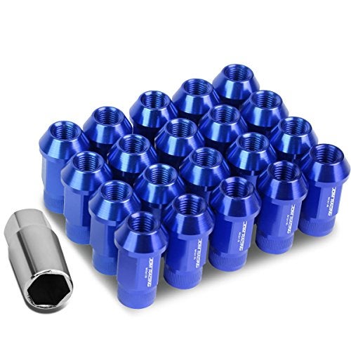 DNA MOTORING LNZTL902115BL 20Pcs M12 x 15 25mm OD45mm Height Steel Open End Wheel Lug Nuts with Deep Drive Extension Blue - Image 1