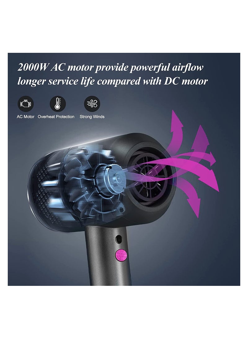 general Professional Hair Dryer 2000W Powerful AC Motor Quick Drying Ionic Hairdryer with 2 Speed 3 Heat Setting, Cool Shot on with 1 Diffuser  2 Concentrator for Multi Women Man Hairstyles - Image 2