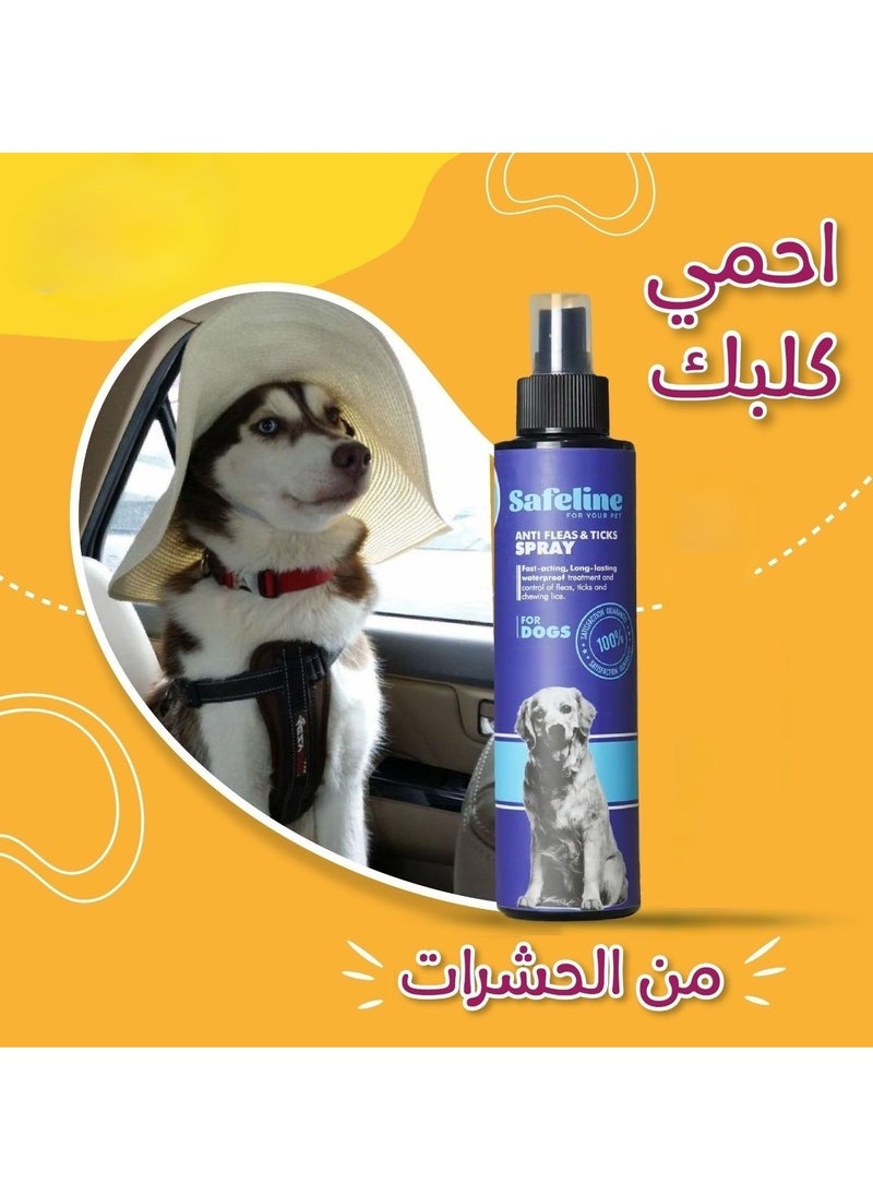 Safeline - Anti-Fleas & Ticks Spray For Dogs 120ml - Image 1