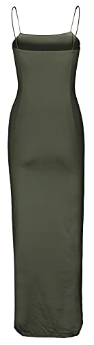 PRIMODA Women's Spaghetti Strap Bodycon Maxi Dress Long Formal Thigh-high Slit Club Wedding Guest Dress(ArmyGreen M) - Image 3