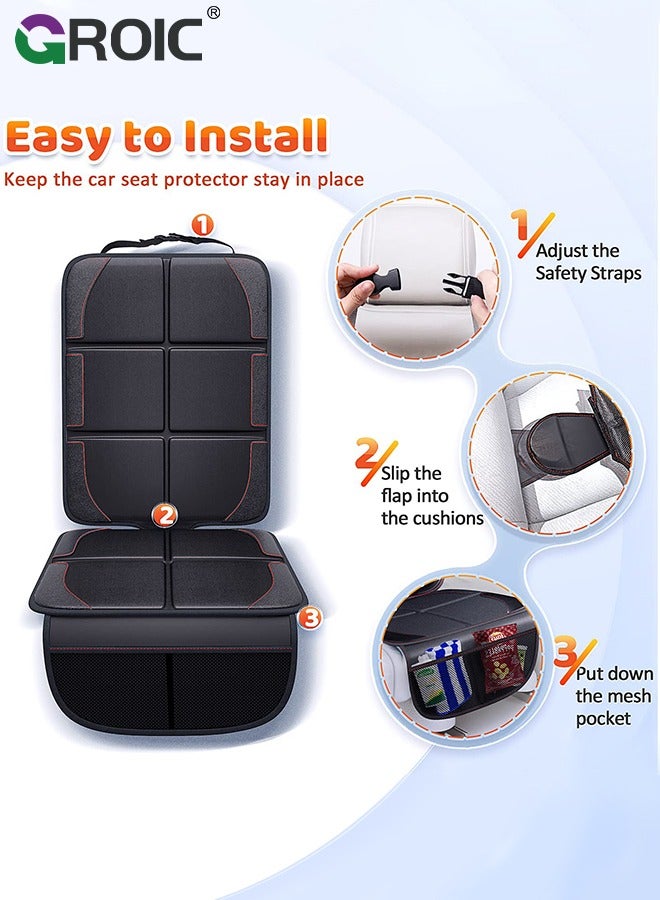 GROIC Car Seat Protector, Seat Protector 600D Fabric Waterproof Carseat Protector Car Seat Cover with Non-Slip Backing for Child Pet Carseat with 2 Mesh Storage Pockets for Car, SUV, Sedan, Truck - Image 3