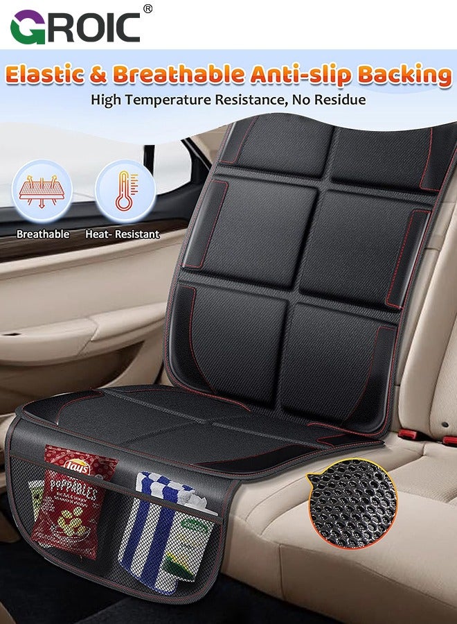 GROIC Car Seat Protector, Seat Protector 600D Fabric Waterproof Carseat Protector Car Seat Cover with Non-Slip Backing for Child Pet Carseat with 2 Mesh Storage Pockets for Car, SUV, Sedan, Truck - Image 2