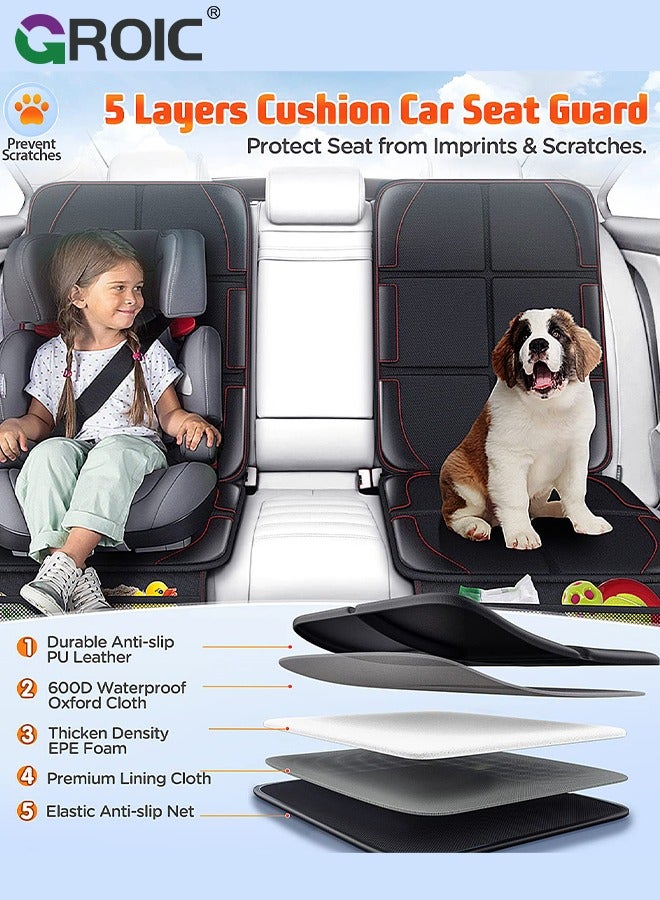GROIC Car Seat Protector, Seat Protector 600D Fabric Waterproof Carseat Protector Car Seat Cover with Non-Slip Backing for Child Pet Carseat with 2 Mesh Storage Pockets for Car, SUV, Sedan, Truck - Image 4