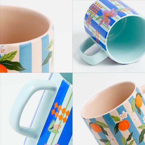 Shay Ceramic Mug, 2 Pc, Lily & Tangerine, 300ml | Glossy Finish | Ceramic Coffee Cup | Porcelain | Microwave Safe (Rise Mug - 2Pc - Lily & Tangerine) - Image 5