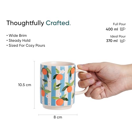 Shay Ceramic Mug, 2 Pc, Lily & Tangerine, 300ml | Glossy Finish | Ceramic Coffee Cup | Porcelain | Microwave Safe (Rise Mug - 2Pc - Lily & Tangerine) - Image 4