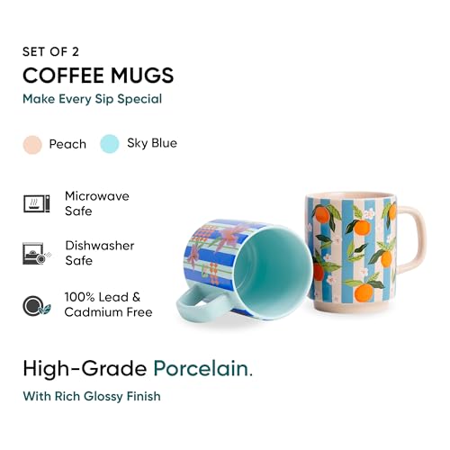 Shay Ceramic Mug, 2 Pc, Lily & Tangerine, 300ml | Glossy Finish | Ceramic Coffee Cup | Porcelain | Microwave Safe (Rise Mug - 2Pc - Lily & Tangerine) - Image 3