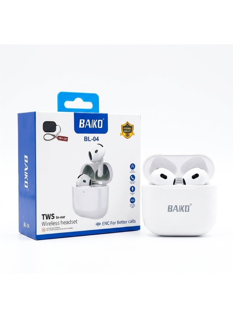 BAIKO BL04 TWS Semi In-Ear Wireless Earphone Bluetooth 5.4 | Touch Control | ENC Calls |  | Stereo Sound | Lightweight Design - Image 1