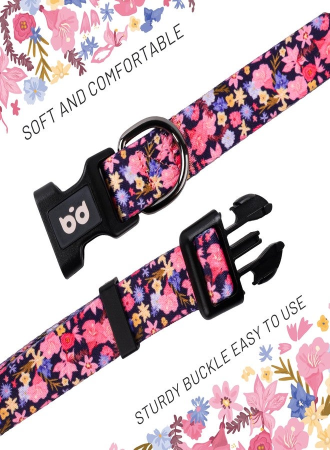 كيوكيو بيتس طوق كلاب ناعم قابل للتعديل من QQPETS: مزين بنقوش زهور وردية متعددة الألوان لطيفة، مناسب للحيوانات الأليفة من الجنسين، صغير وكبير، للمشي والجري والتدريب. - Image 3